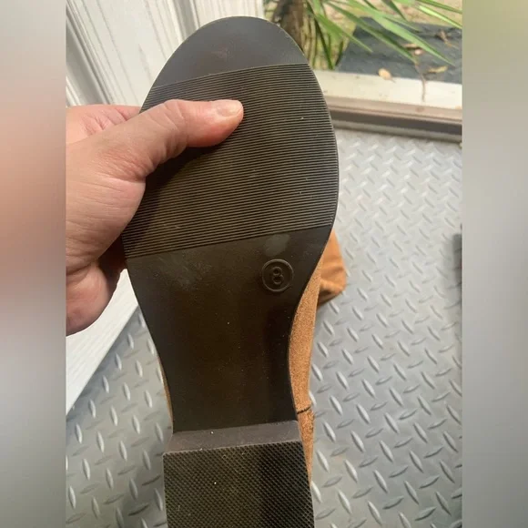 Tan Suede Knee High Fringe Boots mossimo casual classic fall 8 $60 boho - Picture 7 of 9